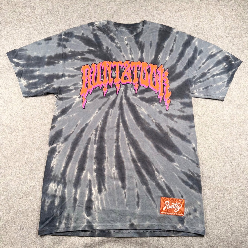 Runtz Runtzstock T-Shirt Mens M Grey Tie Dye Excellent Graphic Streetwear Tee